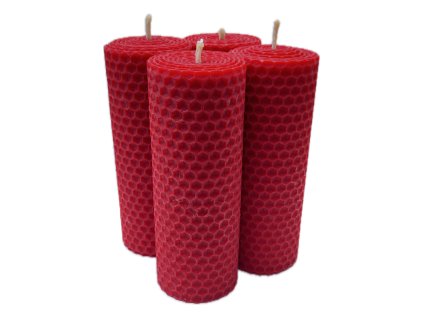 vonia Adventné sviečky z včelieho vosku červená 12x4,5 cm, 4ks